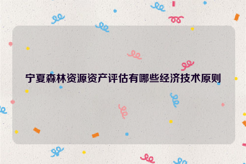 寧夏森林資源資產(chǎn)評估有哪些經(jīng)濟技術原則