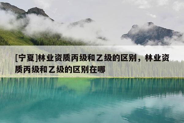 [寧夏]林業(yè)資質(zhì)丙級(jí)和乙級(jí)的區(qū)別，林業(yè)資質(zhì)丙級(jí)和乙級(jí)的區(qū)別在哪