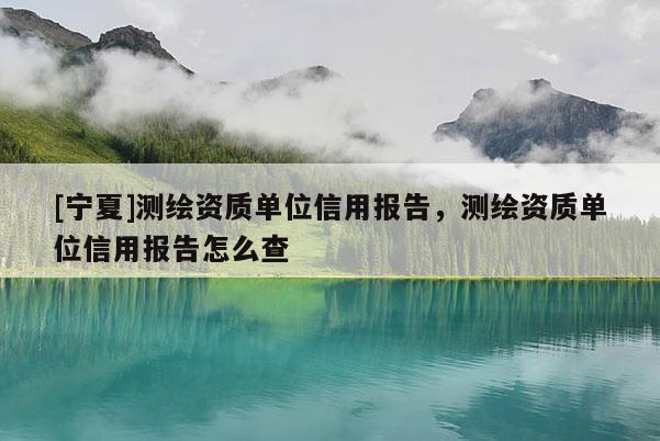 [寧夏]測繪資質(zhì)單位信用報告，測繪資質(zhì)單位信用報告怎么查